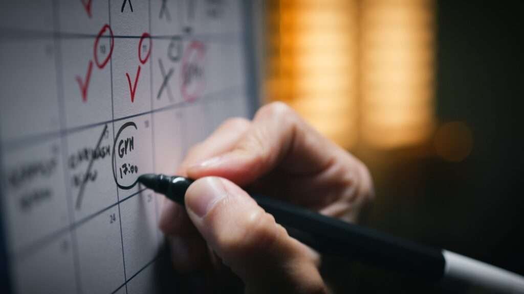 Cross out calendar appointments on a calendar