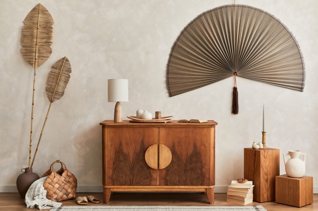 japandi style with second-hand furniture