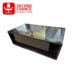 Modern Glass Top Coffee Table with Drawers & Storage