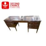 Solid Wood Writing Desk With Glass Top