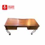 Wooden Desk with Curved Top and Metal Legs