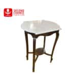 Vintage Marble Top Wooden Side Table with Shelf
