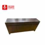 Dark Wood Sideboard Cabinet with Drawers and Doors