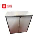 Grey Two-Door Cabinet with Lock