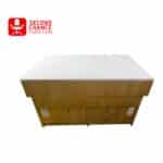 Wooden Kitchen Island with White Countertop and Storage