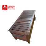 Wooden Outdoor Storage Chest with Wheels and Handle
