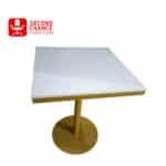 Square Marble Top Table with Gold Pedestal Base
