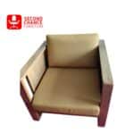 Wooden Armchair with Mustard Yellow Cushion