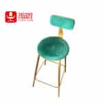 Emerald Green Velvet Bar Stool with Gold Legs