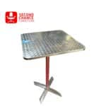 Square Metal Table with Pedestal Base