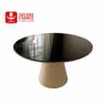 Round Dining Table with Black Glass Top
