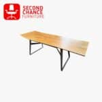 Solid Wood Dining Table with Metal Legs