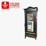 Antique Black Wardrobe with Mirror
