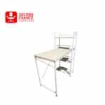 White Frame Desk with Shelves