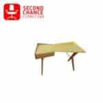 Yellow Wooden Table with Storage Tray Used