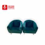 Velvet Armchairs with Gold Legs