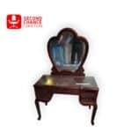 Vintage Wooden Dressing Table with Heart-Shaped Mirror