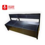Black Leather Bench with Backrest