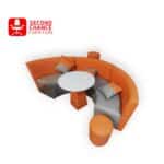 Curved Sofa Set with Table and Stools