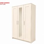 White 3-Door Wardrobe with Mirror