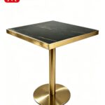 Square Marble Top Cafe Table with Gold Base