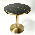 Modern Round Side Table with Gold Base